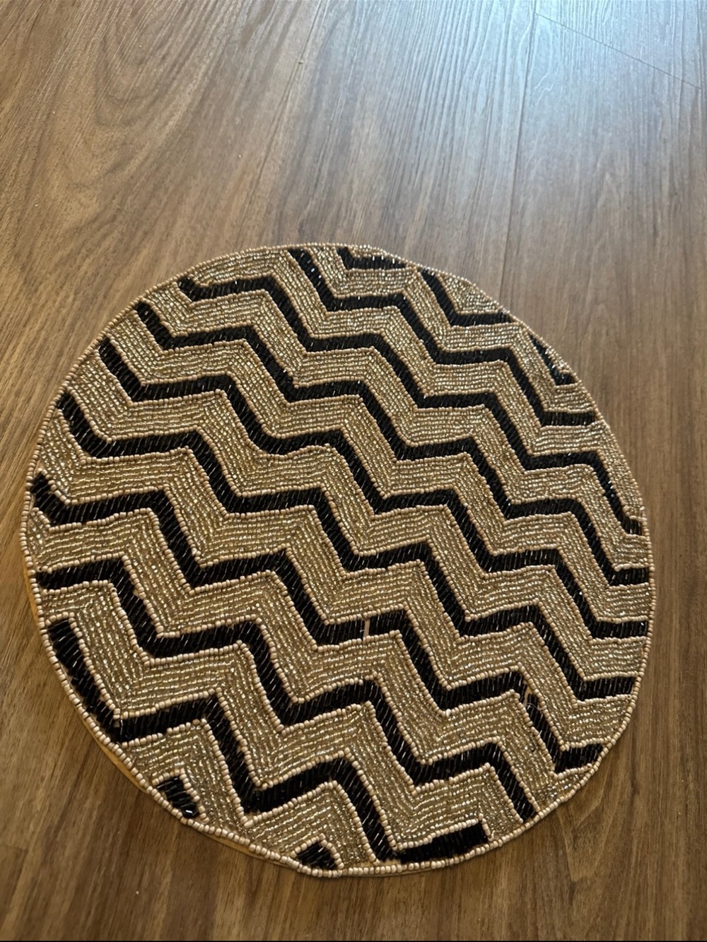 Tahari Black and Gold Beaded  Placemat charger